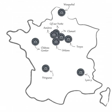carte de la France avec toutes les boutiques Mademoiselle Vrac